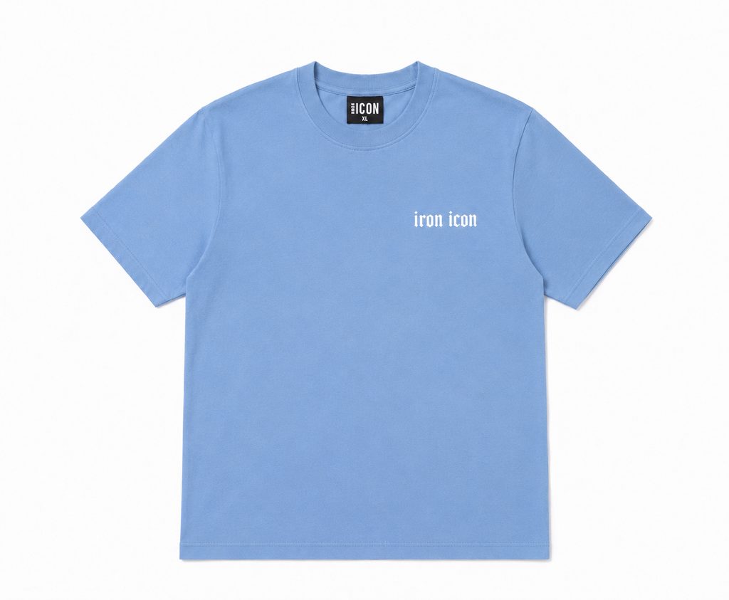 IRON ICON ICARUS T-Shirt Blue — Mythological Range Graphic Print Detail