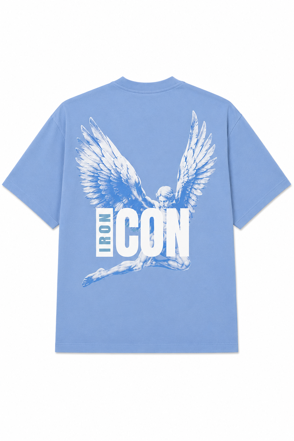 IRON ICON ICARUS T-Shirt in Blue — Oversized Drop Shoulder Graphic Tee UK Streetwear