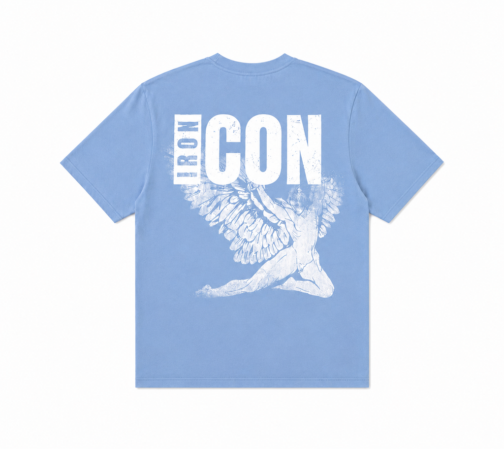 IRON ICON ICARUS T-Shirt — Premium UK Streetwear Graphic Tee in Blue